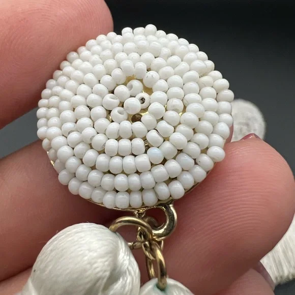 BaubleBar White Tassel and Seed Bead Earrings Boho Wedding - Picture 2 of 4